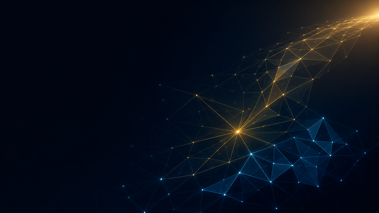Abstract network of connected golden pathways representing DANVERRA purpose, vision, and values